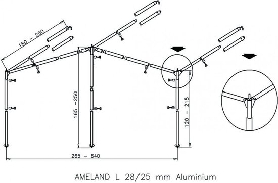 Campking Luifelframe Ameland L 28/25 Mm+Powergrip Alu