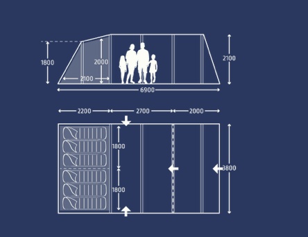 Kampa Tunneltent Hayling 6 Air